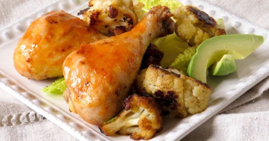 Buffalo Drumsticks with Roasted Cauliflower