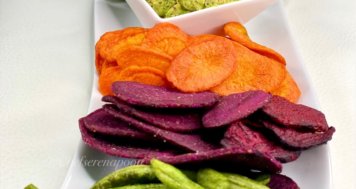 Crispy Baked Veggies Chips with Truffle Guacamole
