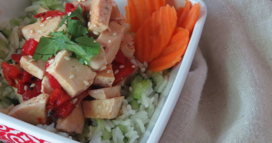 Ginger Chicken with Cucumber Rice