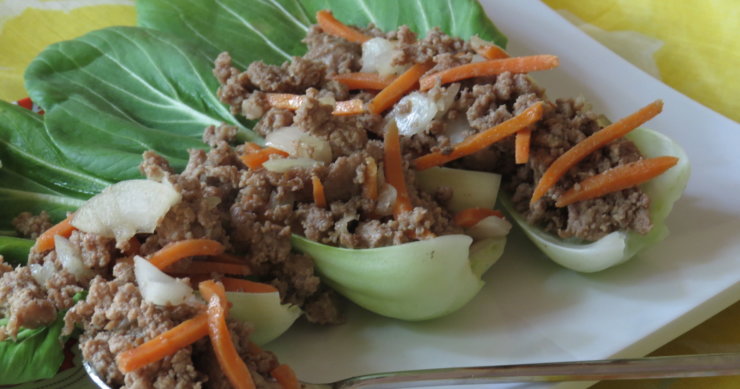 Korean Beef in Bok Choy Scoops