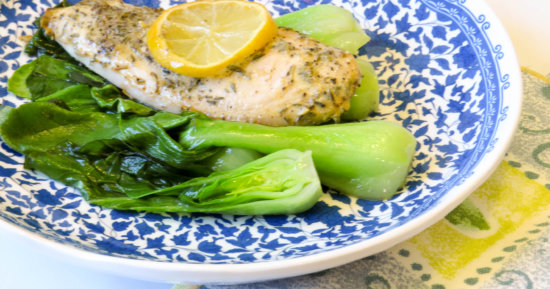 Lemon Dijon Chicken with Braised Baby Bok Choy