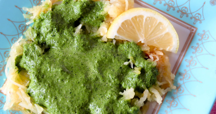 Powerhouse Kale Pesto with Spaghetti Squash