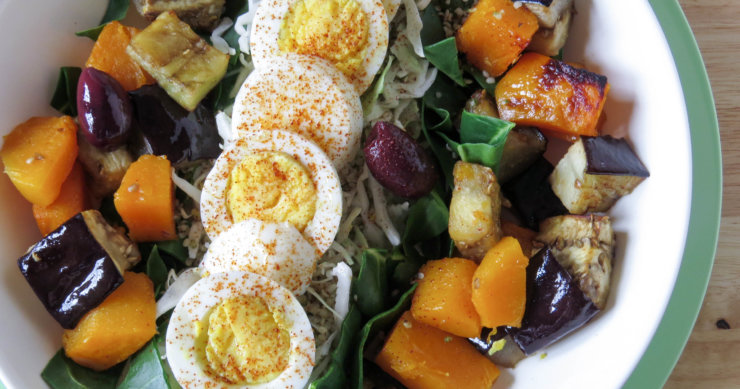 Roasted Veggie Salad with Hardboiled Egg