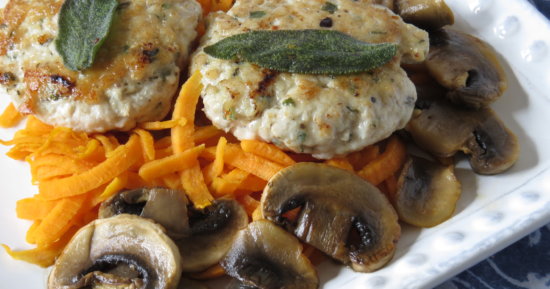 Sage Turkey Sausage with Sweet Potatoes and Mushrooms