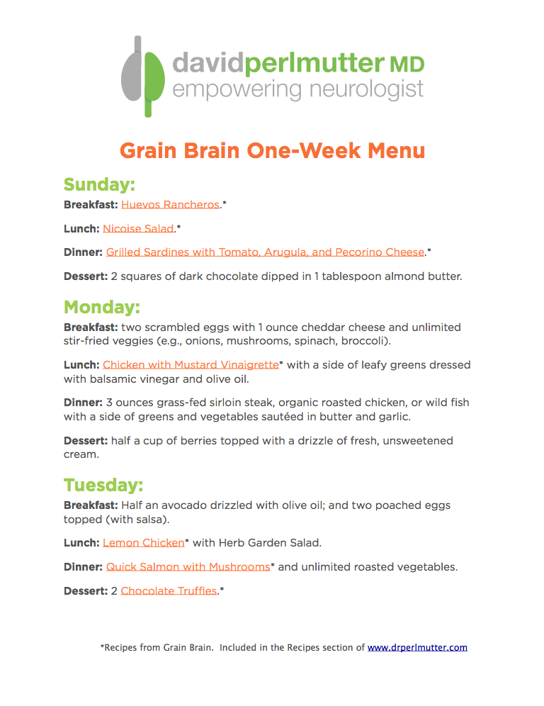 Your FREE One Week Menu