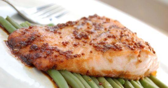 Slow‐Roasted Salmon with Mustard Glaze